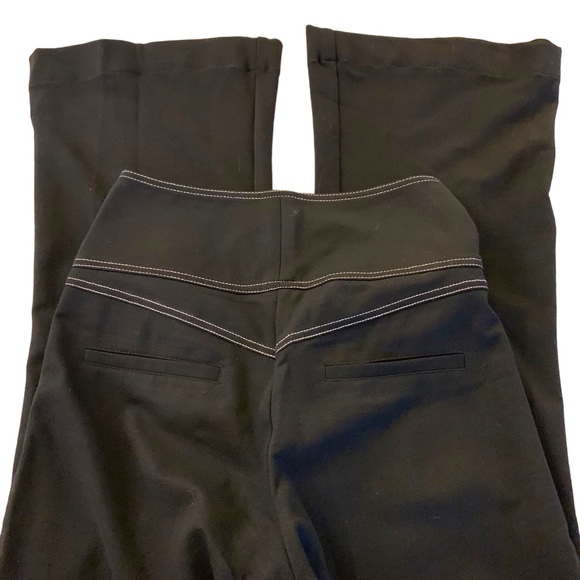 New black trousers white stitching gold shiny buttons tight fit wide flare size4 - Picture 8 of 10